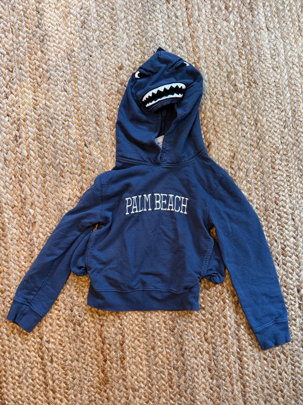 Navy "Palm Beach" Shark Hooded Sweatshirt - Picture 1 of 3